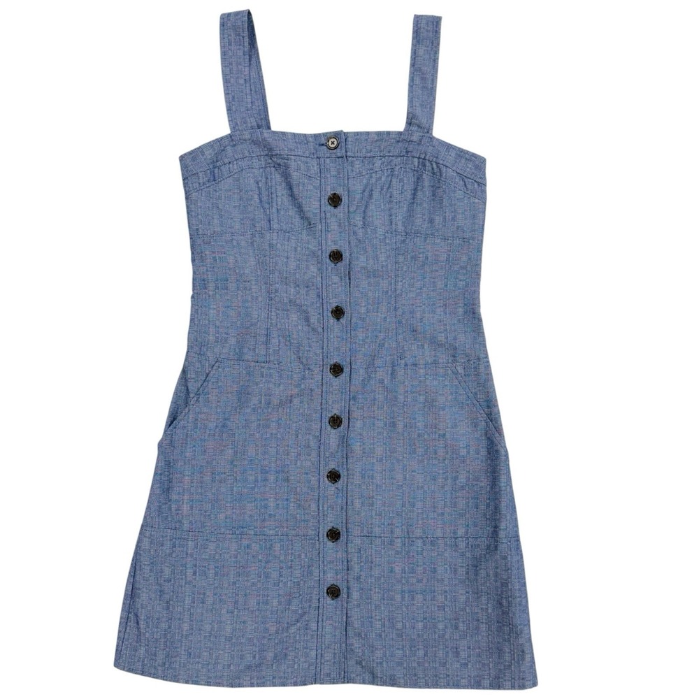 Derek Lam Women's 10 Chambray Denim‎ Button-Front Sleeveless Tank Dress Cotton